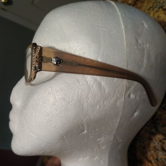 Versace Mod.4041-B 54-17-130 Brown Rectangular Eyeglasses Crystal Medusa Temple - Picture 2 of 12